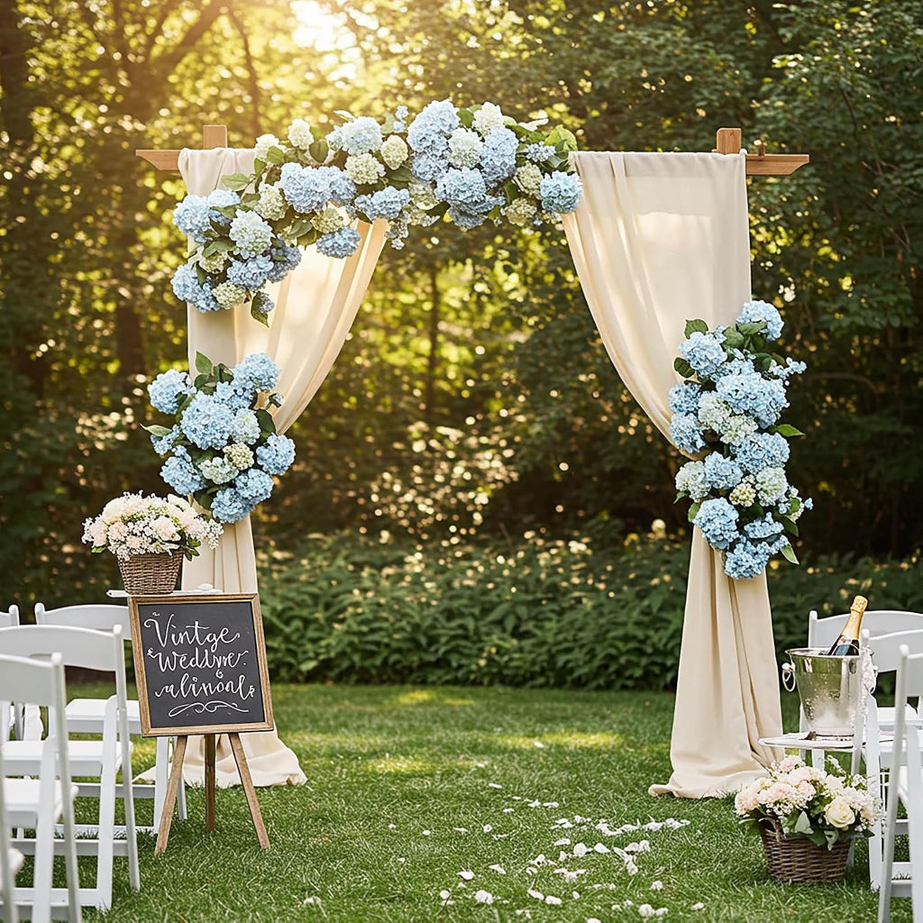 Auihiay 404PCS Hydrangea Artificial Flowers, Silk Artificial Flowers Heads with Stems, Blue Lifelike Faux Flowers for Wedding Centerpieces, Arch and Background, Party, Home, Baby Shower Decor
