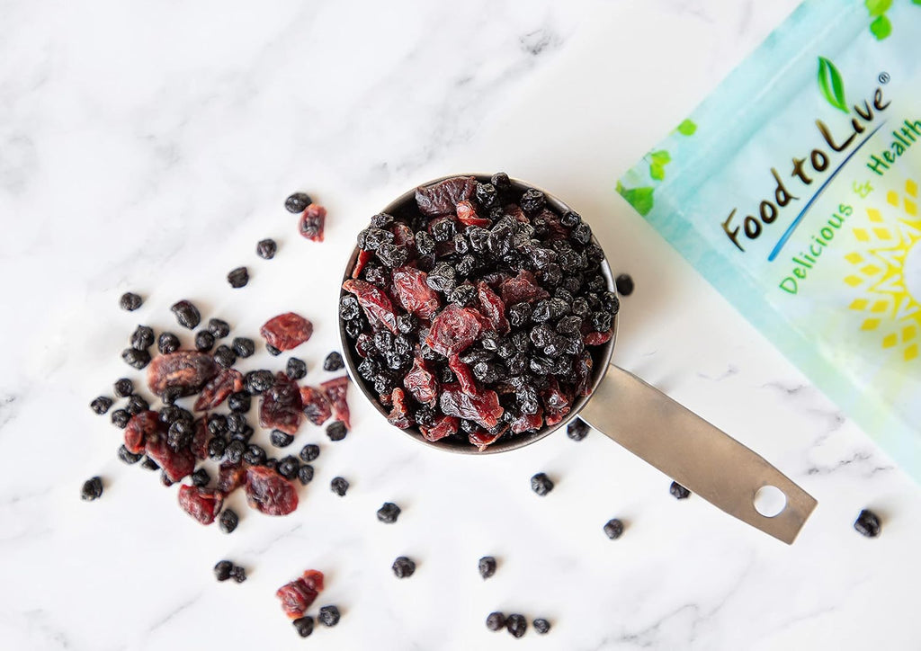 Food to Live Organic Essential Berries Mix, 9 Pounds, Non-GMO Dried Blueberries and Cranberries. Unsulfured, Kosher. Gently sweetened. Lightly Coated with Organic Sunflower Oil. Vegan, Bulk