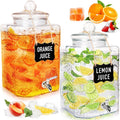 2 Pack 4.6 Gallon Glass Water Dispenser with Lids Stainless Steel Spigot Hammered Clear Drink Beverage Dispenser Water Jug Container for Lemonade Water Juice Iced Tea Party Wedding Kitchen
