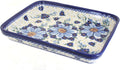 Blue Rose Polish Pottery - Blue Daisy Surprise Medium Rectangular Baker - 12' x 9.25' - Unique, Dishwasher Safe, & Durable Bakeware