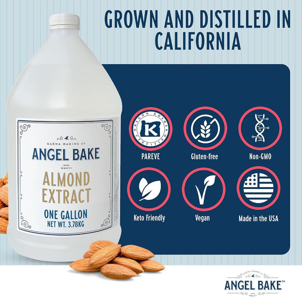 Pure Almond Extract, 1 Gallon - Natural Essence for Beverage Formulations, Bulk Manufacturing, Professional Food Developers - Kosher Certified, Vegan, Gluten-Free, Keto Friendly