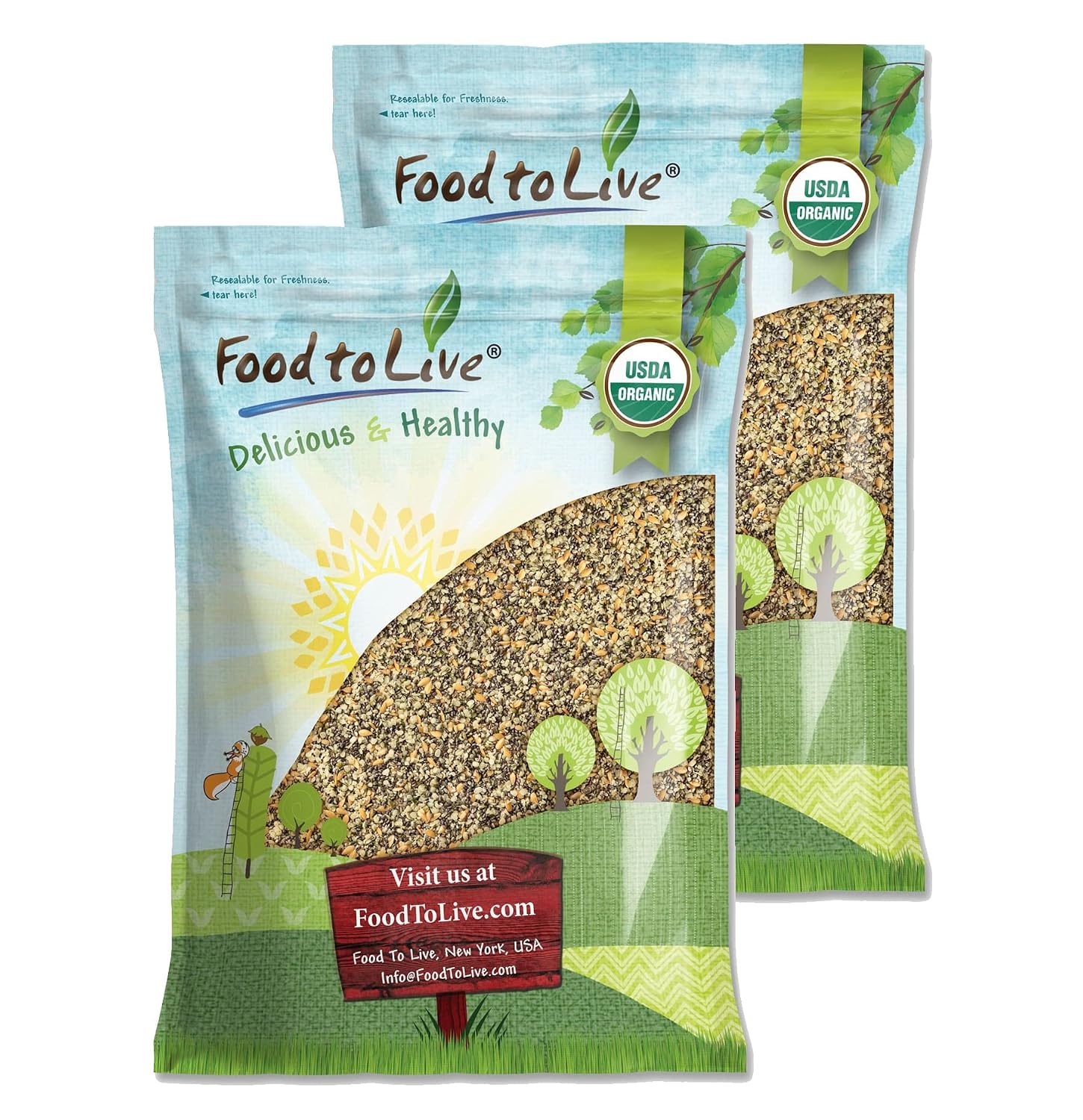 Food to Live Organic Chia, Flax, and Hemp Seeds Mix, 20 Pounds – A Non-GMO Blend of Hemp Hearts, Whole Black Chia and Golden Flax Seeds, Vegan, Kosher, Bulk. Great for Smoothies, Shakes and Salads