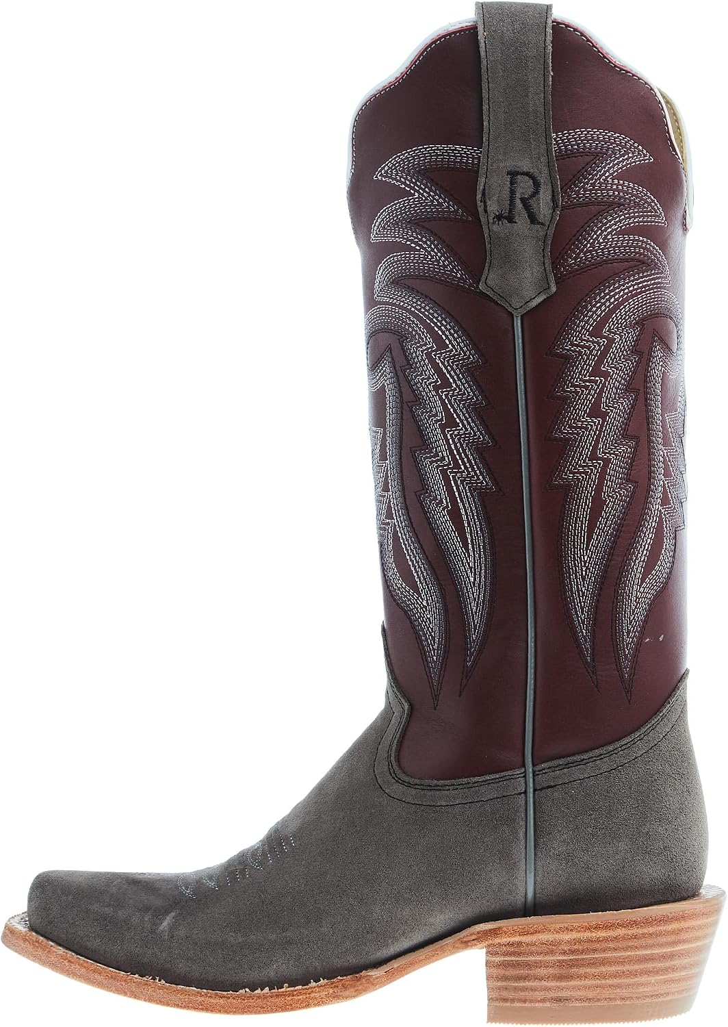 R. Watson Boots Women's Charcoal Roughout 13 In Dark Cherry Sinatra Top Cowgirl Boot