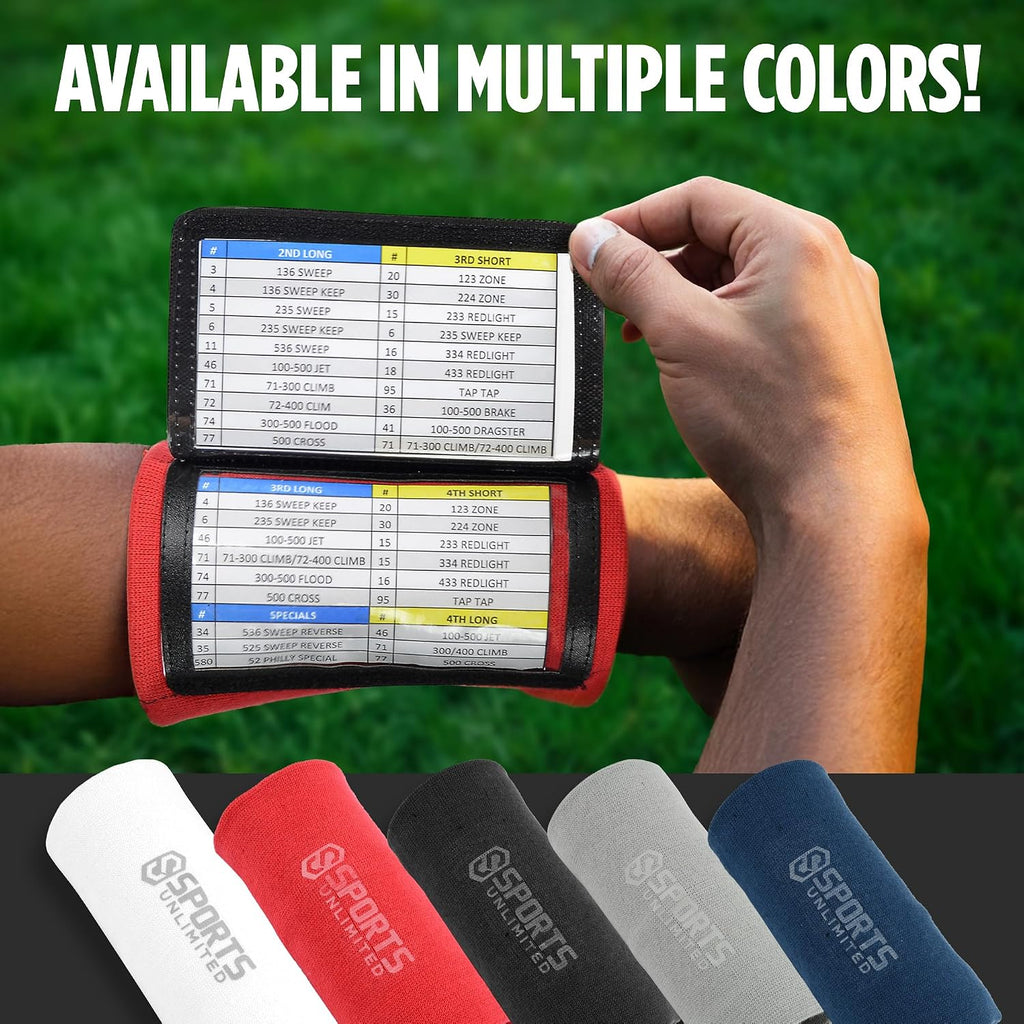 Sports Unlimited Youth Triple Wrist Coach, Football Wristbands for Plays, Baseball Wristbands, QB Arm Bands