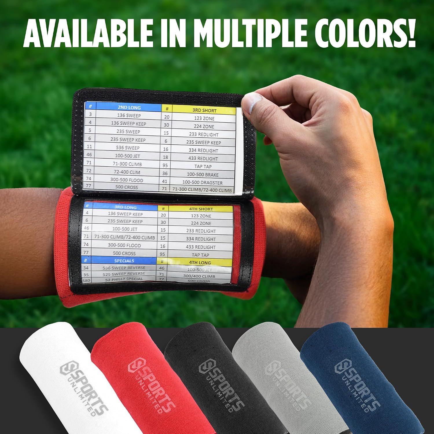 Sports Unlimited Youth Triple Wrist Coach, Football Wristbands for Plays, Baseball Wristbands, QB Arm Bands