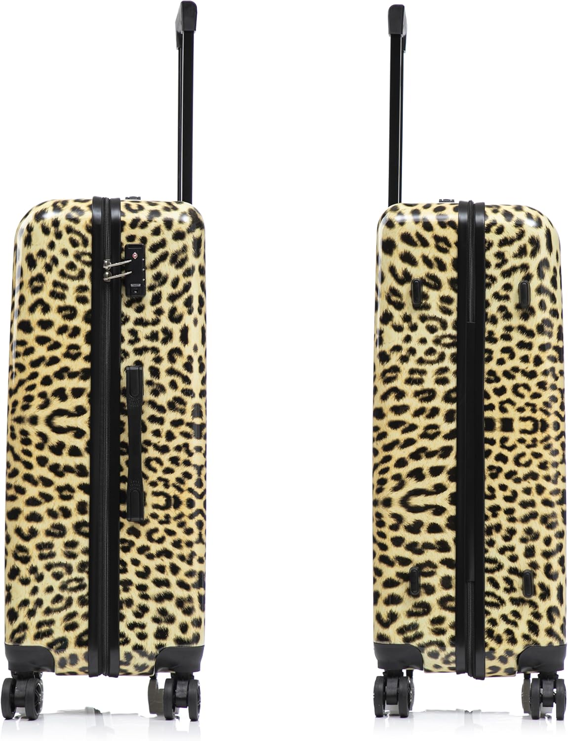 InUSA Cheetah Print Luggage with Spinner Wheels | Durable Lightweight Hardside Suitcase | Travel Bag with Handle and Trolley | (20in, 24in, 28in) 3 Piece Set