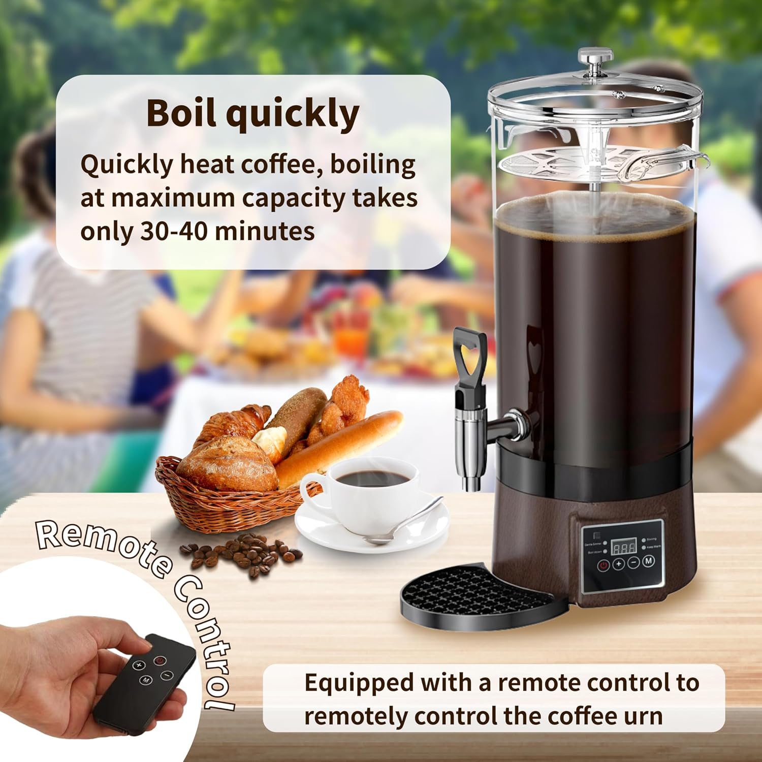 Commercial Coffee Urn Hot Beverage Dispenser Coffee Maker, Food-grade Plastic 9.5 L 60 Cups, Hot Chocolate Machine, Electric Percolator for Catering Hot Water for Hot Cocoa, Drink, Tea, Juice