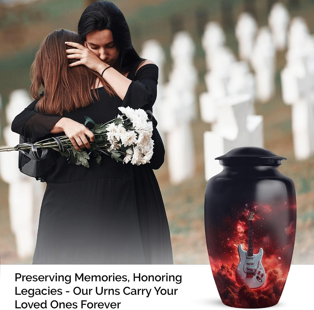 Guitar Urn for Ashes, Decorative Urns for Adults, Cremation for Men & Women, Black, Combo, (1Pc 10 Inch & 4Pcs 3 Inch)