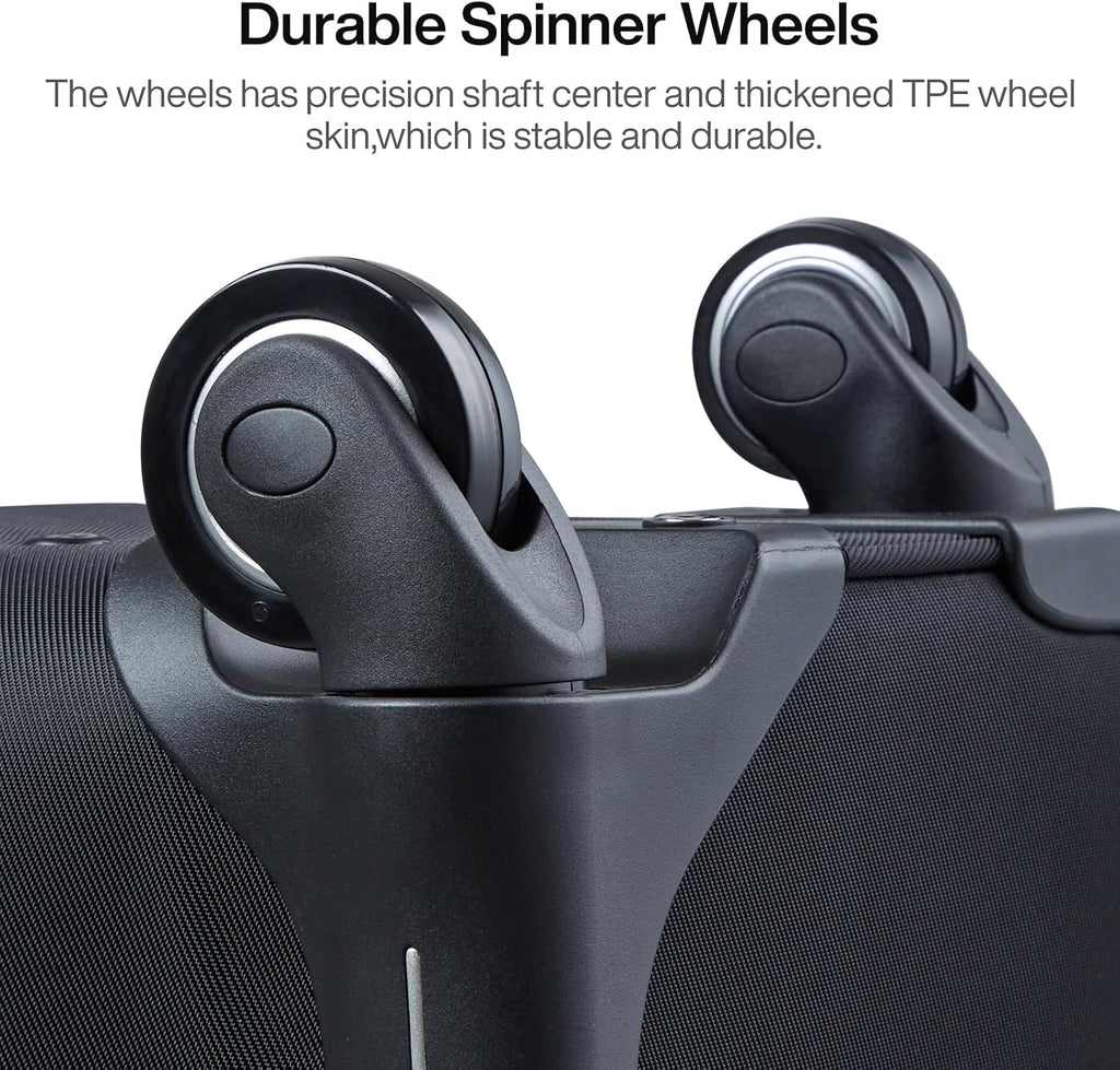 Hanke Luggage Sets 2 Piece Softside Expandable Luggage With Spinner Wheels TSA Lock,Travel Luggage Rolling Suitcase Checked Luggage Black(20/28)