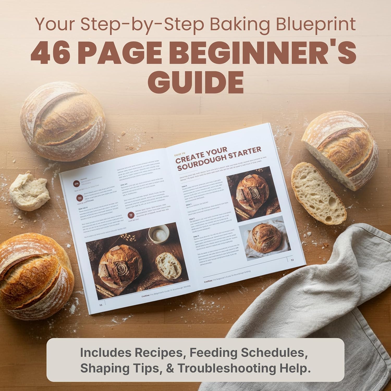 CraftZee Super All-Inclusive 𝗣𝗥𝗘𝗠𝗜𝗨𝗠 Sourdough Starter Kit with Pot - Sourdough Bread Baking Supplies, Scale, Oval & Round Baking Slings, 4 proofing Baskets, Bowl, Timer, Beginner Guide Recipes