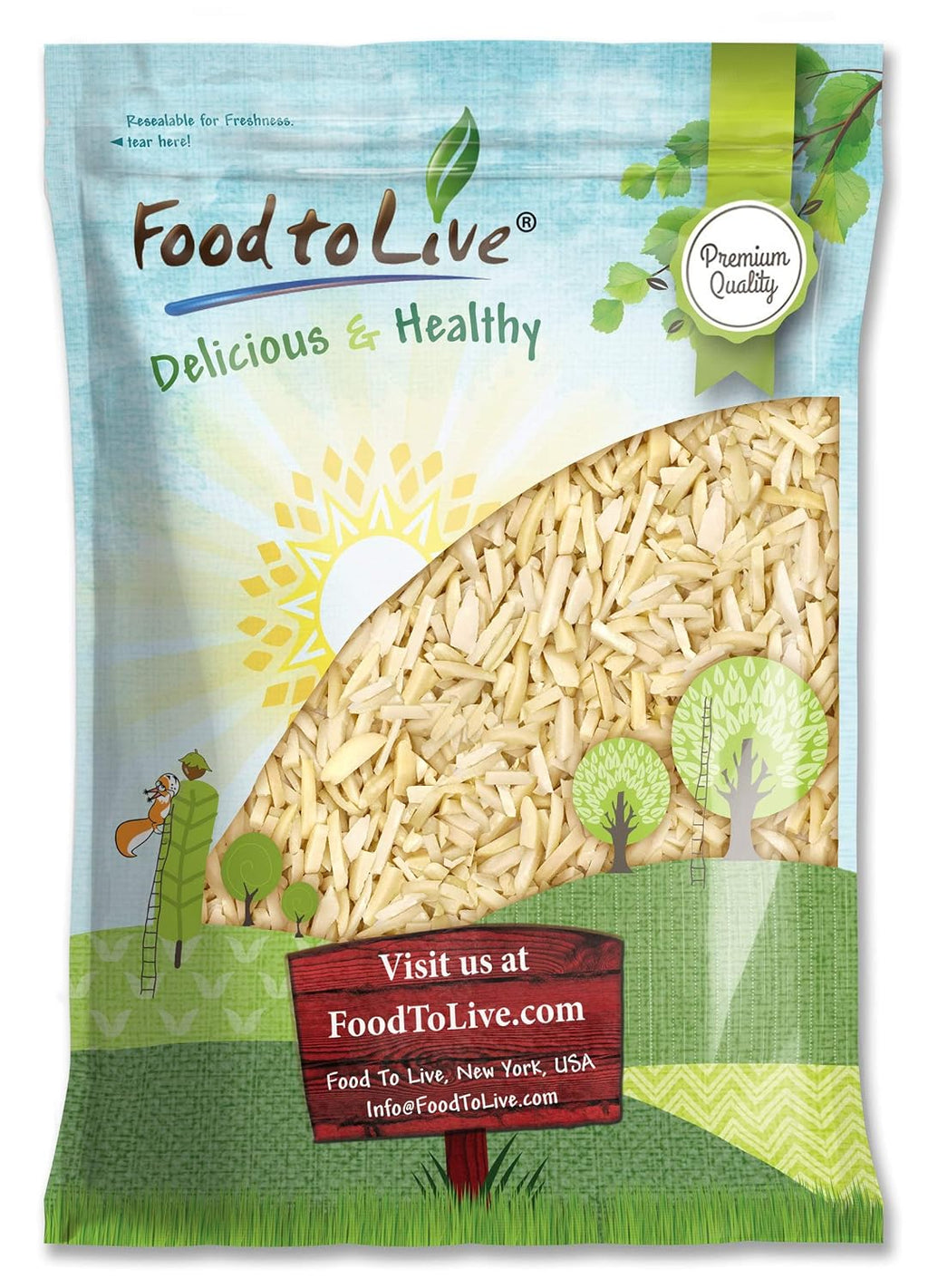Food to Live - Blanched Slivered Almonds, 25 Pounds Chopped Raw Blanched Almonds, Unsalted, Vegan, Keto, Kosher, Bulk. High in Protein, Vitamin E, Riboflavin. Great for Cooking, Baking, Salads