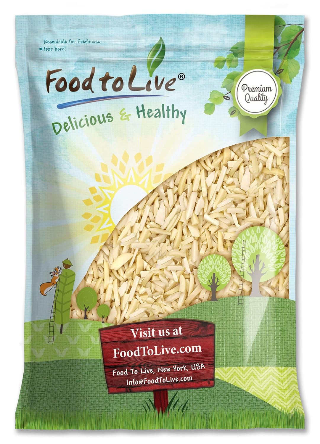 Food to Live - Blanched Slivered Almonds, 25 Pounds Chopped Raw Blanched Almonds, Unsalted, Vegan, Keto, Kosher, Bulk. High in Protein, Vitamin E, Riboflavin. Great for Cooking, Baking, Salads