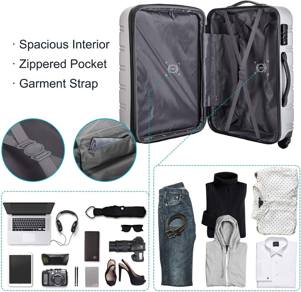 Merax Luggage Sets 3 Piece Suitcase Set 20/24/28,Carry on Luggage Airline Approved,Hard Case with Spinner Wheels,Blue