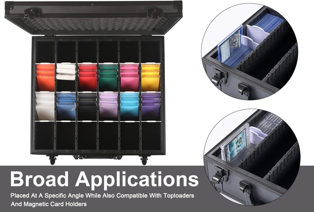 D DACCKIT Trading Card Storage Box with Dividers，Baseball Card Storage Box Holds 6000+ Trading Cards