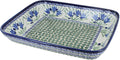 Blue Rose Polish Pottery - Blue Tulip Medium Rectangular Baker - 12' x 9.75' - Unique, Dishwasher Safe, & Durable Bakeware