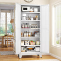 GAIOUS 75.2' Tall Metal Kitchen Pantry Storage Cabinets with 2 Door and 5 Adjustable Shelves, Cupboard for Kitchen, Dining Room, Living Room and Bathroom, White