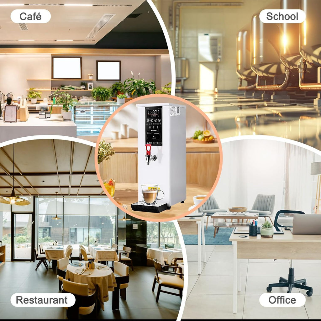 3000w Commercial Hot Water Dispenser,Step-Heating Electric Water Boiler,Triple-Layer Thermal Insulation,304 Stainless Steel Liner,For Coffee Home Office silver