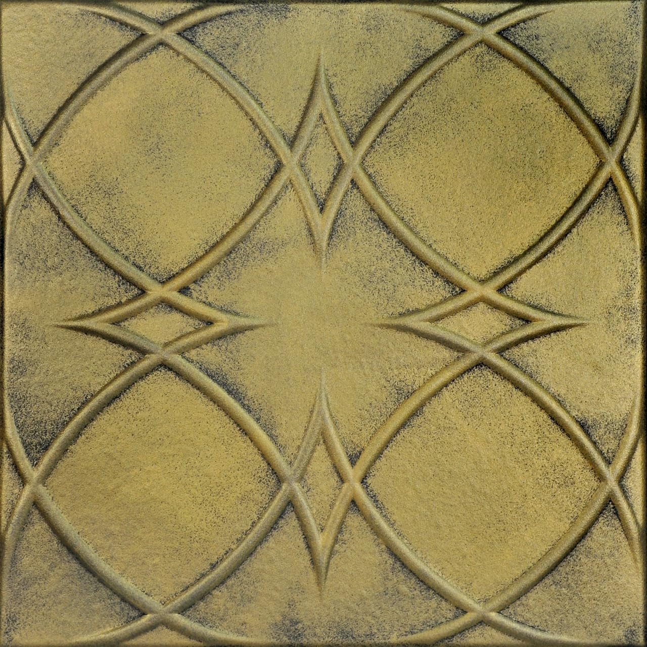À LA MAISON CEILINGS R82 Circles and Stars Foam Glue-up Ceiling Tile (128 sq. ft./Case), Pack of 48, Antique Brass