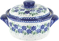 Blue Rose Polish Pottery - Blue Sierra Round Baker with Lid - 7.5' Diameter - Unique, Dishwasher Safe, & Durable Bakeware