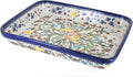 Blue Rose Polish Pottery - Yellow Atlantis Medium Rectangular Baker - 12' x 9.25' - Unique, Dishwasher Safe, & Durable Bakeware