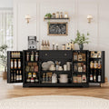 HITHOS 54' Buffet Cabinet with Storage, Modern Kitchen Buffet Sideboard with Drawer, Wood Coffee Bar with Adjustable Shelves, Kitchen Storage Cabinet for Living Room, Black
