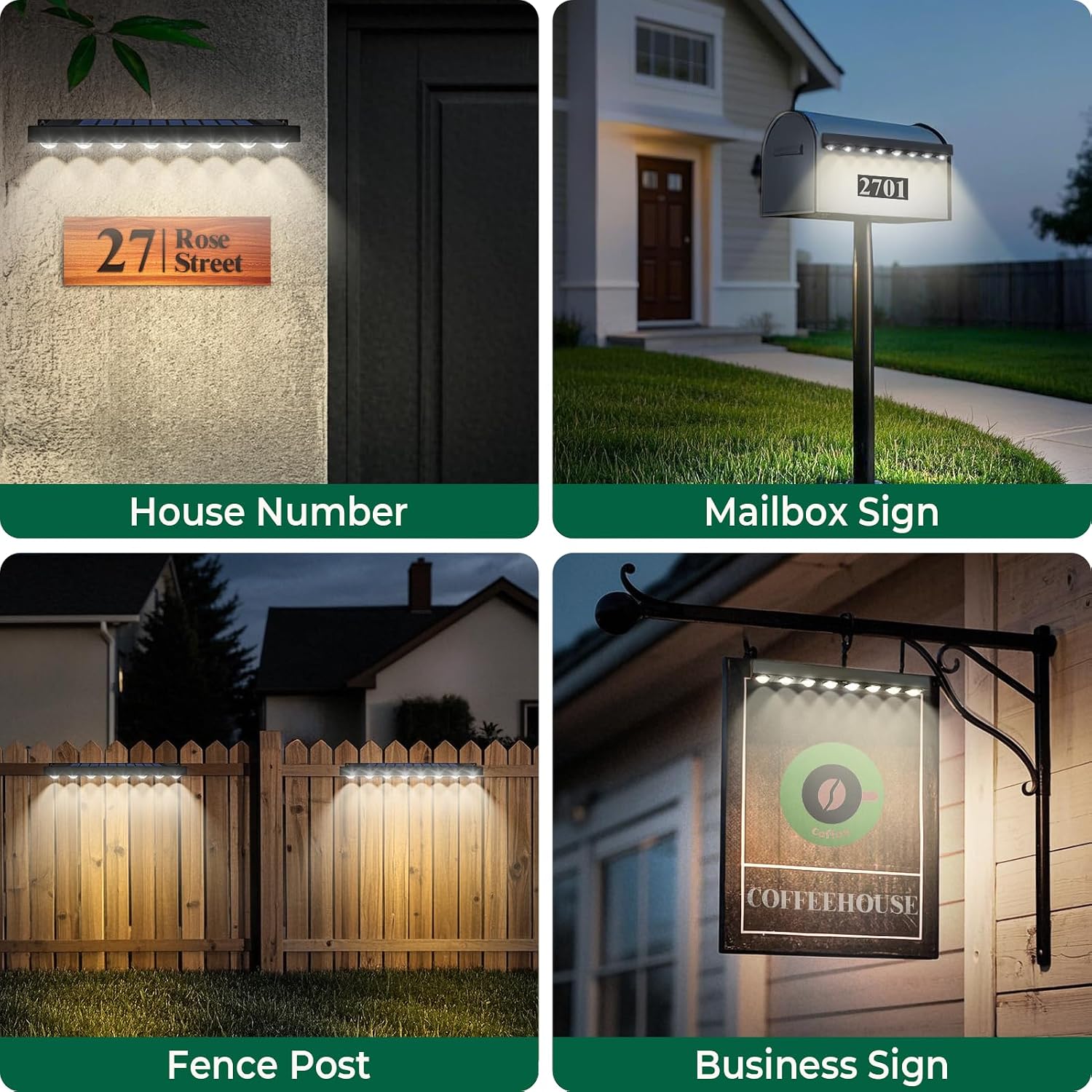 8 Pack Solar Sign Lights Outdoor, Waterproof 4000K Warm White Solar Lights with Dusk to Dawn Sensor, for Real Estate Signs, House Numbers, Address Plaques, Yard, Patio, Porch & Commercial Signs