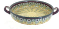 Blue Rose Polish Pottery - Yellow Sunshine Grotto Small Round Baker with Handles - 9.5' Diameter - Unique, Dishwasher Safe, & Durable Bakeware