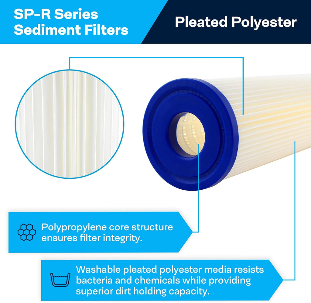 SpiroPure SP-R5-30 30x2.5 5 Micron Pleated Polyester Sediment Water Filter Cartridge SPC-25-3005 (Case of 20)