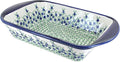 Blue Rose Polish Pottery - Green Porcelain Vine Large Rectangular Baker with Handles - 11.5' x 9.25' - Unique, Dishwasher Safe, & Durable Bakeware