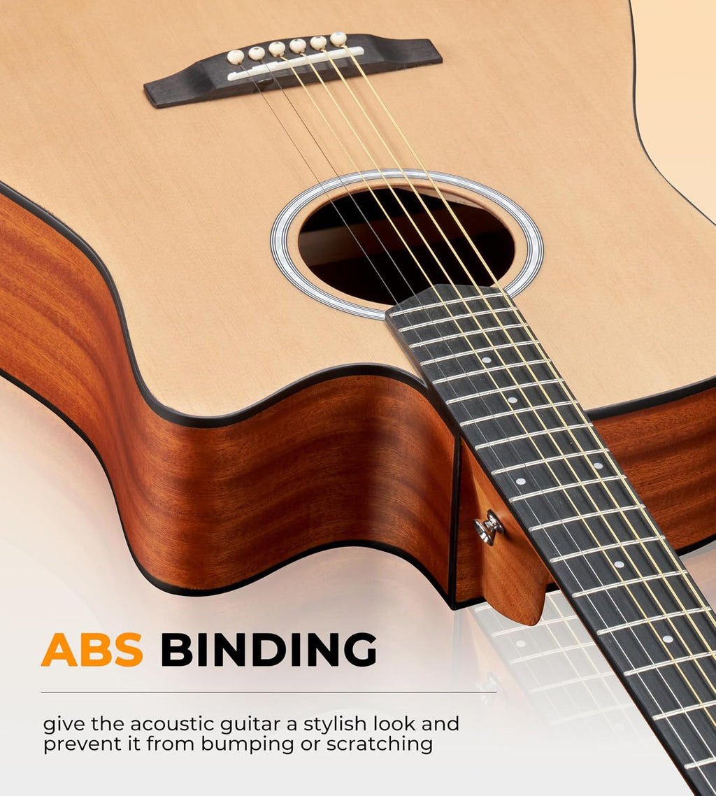 Vangoa 41' Acoustic Guitar Bundle for Beginners Adults Teens Dreadnought Full Size Cutaway Guitarra Acustica Kit with Gig Bag, Tuner, Steel Strings, Capo, Strap, Matte Natural