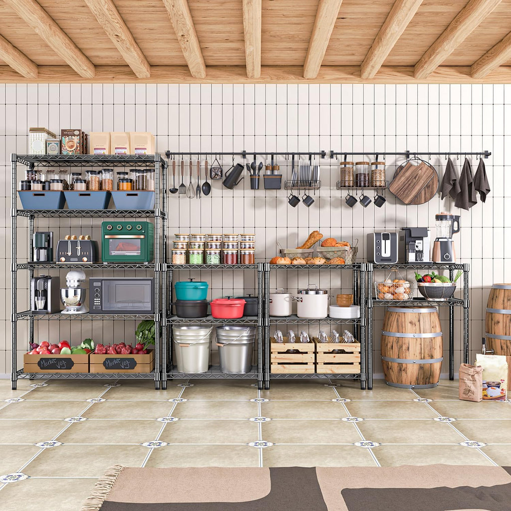 M MZG 1750 lbs Steel Storage Shelving 5-Tier Utility Shelving Unit Steel Organizer Wire Rack for Home,Kitchen,Office,Garage, 1750 LBS Capacity 17.7' D x 47.2' W x 72.3' H