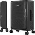 Rollux Collapsible Suitcase with Wheels, Water and Impact Resistant Hard Shell Luggage with Silent Double Spinner Wheels, 24 Inch Luggage with TSA Lock, [24 inch] – Black