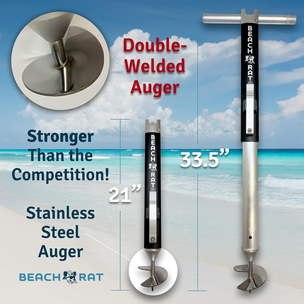 Beach Rat Anchor & Case - Pontoon, Tritoon, PWC Anchor - Shallow Water Boat Anchor & Sandbar Anchor, Screw in Boat Anchor, Stainless Steel & Aluminum Anchor Pole Accessory