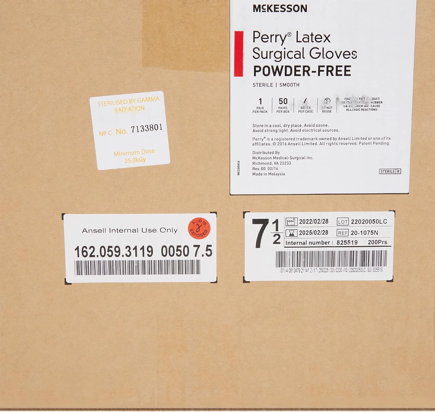 McKesson Perry Performance Plus Disposable Sterile Pair Latex Surgical Glove Extended Cuff Length