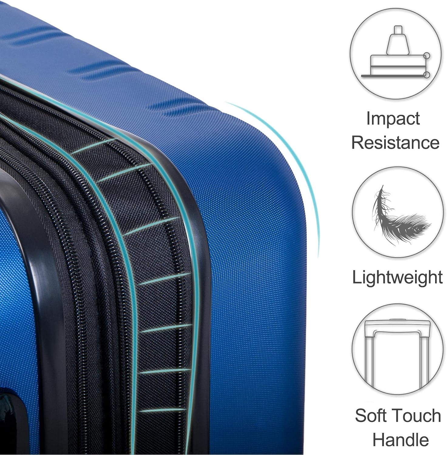 Merax Luggage Sets 3 Piece Suitcase Set 20/24/28,Carry on Luggage Airline Approved,Hard Case with Spinner Wheels,Blue