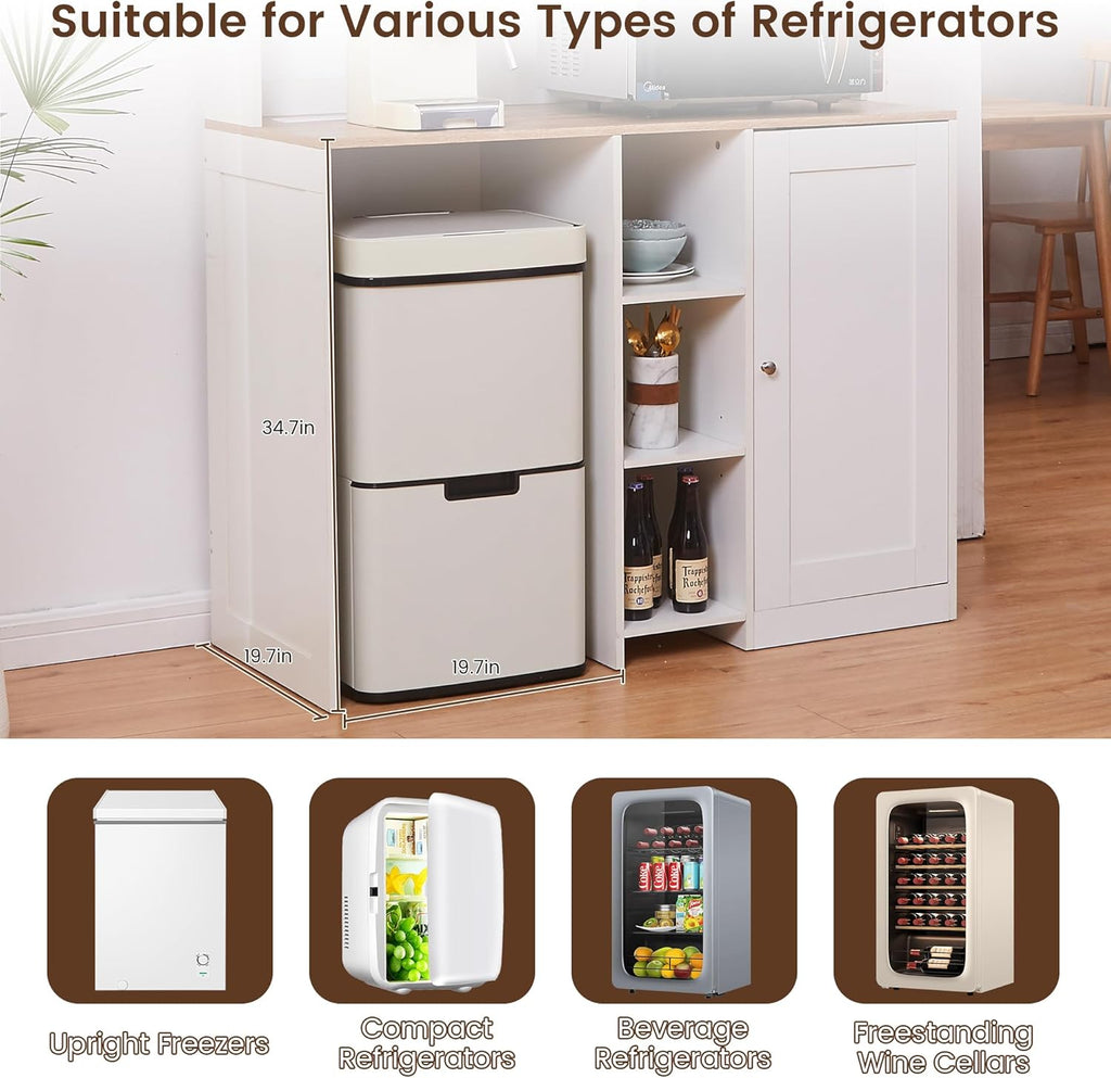 69' Coffee Bar with Mini Fridge Space, Mini Fridge Cabinet with Power Outlet, Liquor Wine Cabinet, Microwave Stand with Storage, Refrigerator Stand for Kitchen, Apartment, Home Bar, Dorm