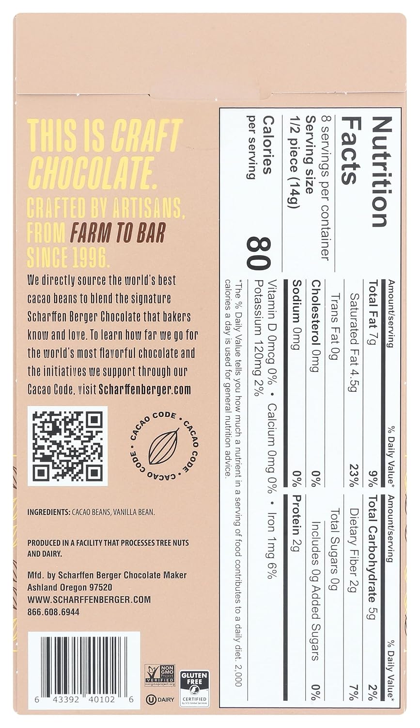 Scharffen Berger Unsweetened Dark Chocolate Baking Portions, 99% Cacao, Kosher, Gluten Free & Non-GMO, 4 Ounce (Pack of 12)