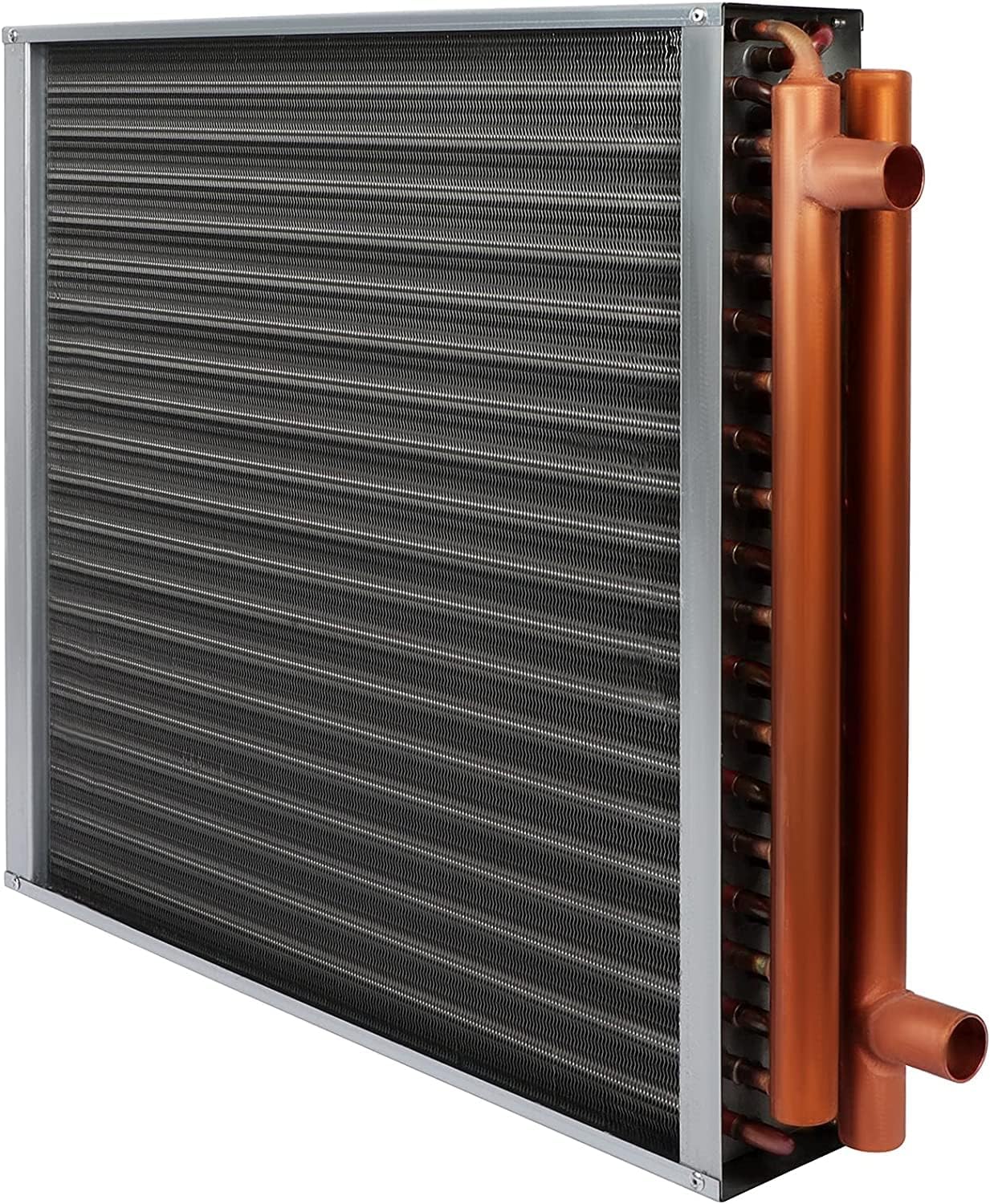 24x24 Heat Exchanger Water To Air , Forced Air Heating with 1' Copper Ports Hot Water Coil for Outdoor Wood Furnaces, Residential Heating
