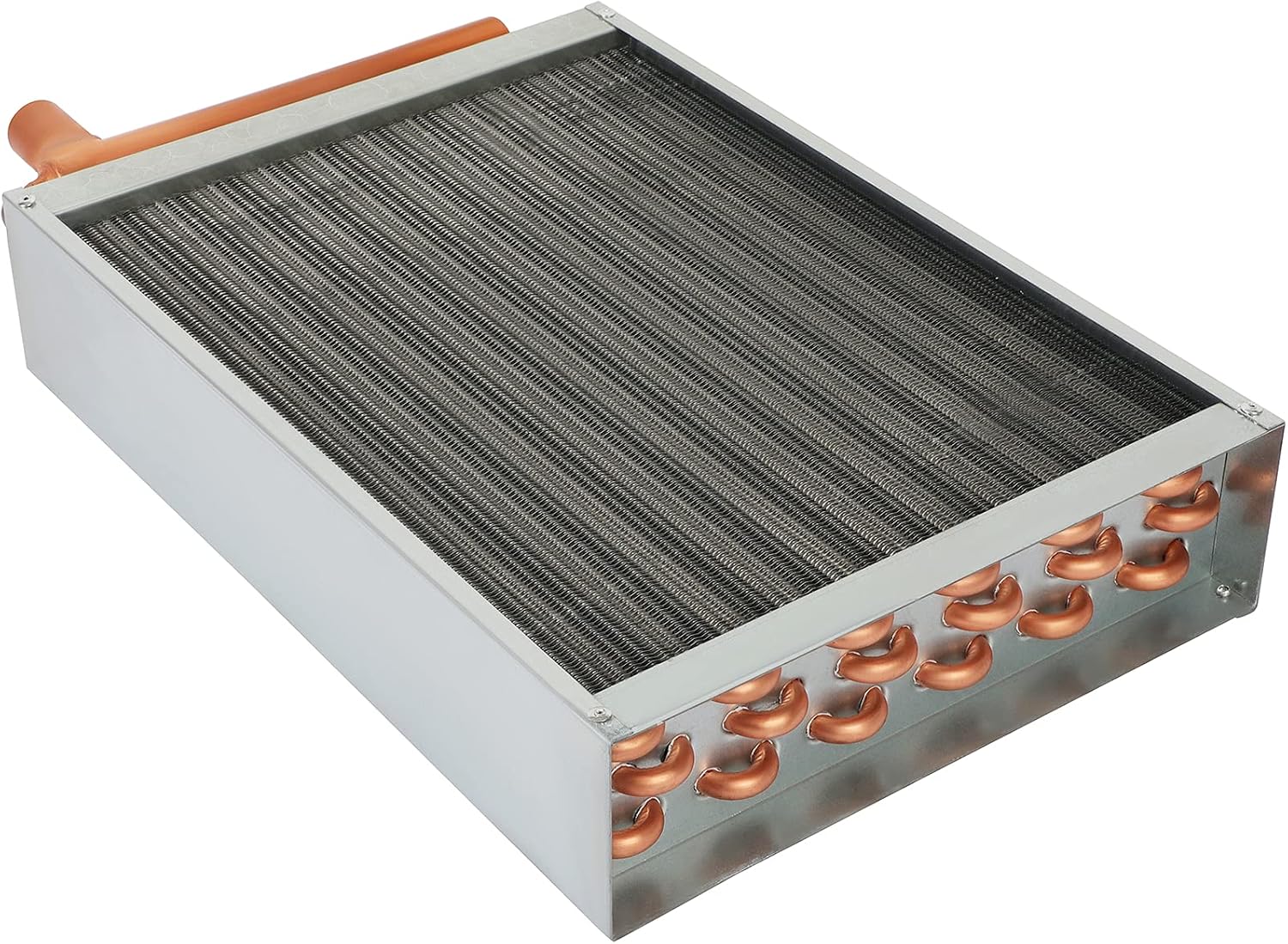 12x15 Heat Exchanger Water To Air , Forced Air Heating with 1' Copper Ports Hot Water Coil for Outdoor Wood Furnaces, Residential Heating