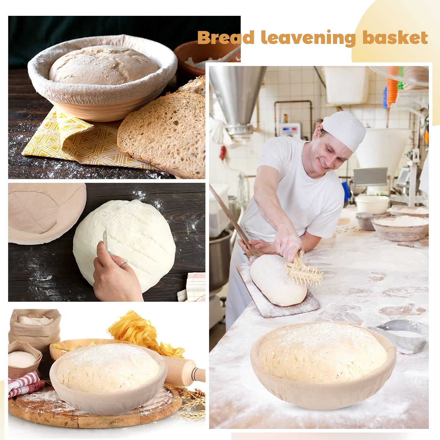 Gejoy 20 Sets Bread Proofing Baskets Bulk Banneton Dough Proofing Bowls Kit with Cloth Liner Sourdough Basket for Home Sourdough Bakers Supplies(Round,9 Inch)