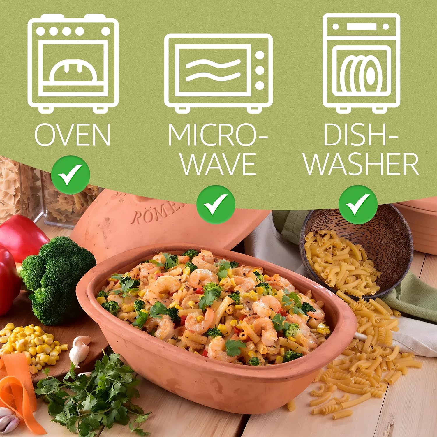 Romertopf Clay Roaster Trend | Non-Stick Dutch Oven | Healthy Pot Cooking | Clay Baker | Versatile Cooking Vessel - 4.7 Quarts (4.5 Liters) For Up To 6 People