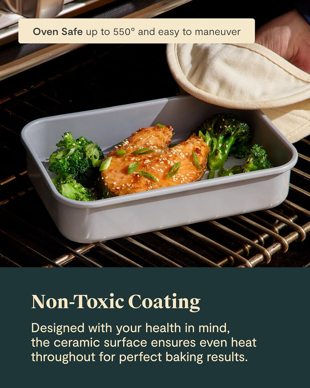 Caraway Nonstick Rectangle Baking Pan Set – 2x 9' x 6.5' & 1x 9' x 13' - Non-Toxic, PTFE & PFOA Free – Aluminized Steel Core – Deep Ceramic Baking Pan for Casseroles, Lasagna & More - Sage