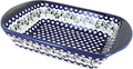 Blue Rose Polish Pottery - Blue Sweet Annie Large Rectangular Baker with Handles - 11.5' x 9.25' - Unique, Dishwasher Safe, & Durable Bakeware