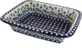 Blue Rose Polish Pottery - Blue Alyce Small Rectangular Baker - 11.25' x 9.25' - Unique, Dishwasher Safe, & Durable Bakeware