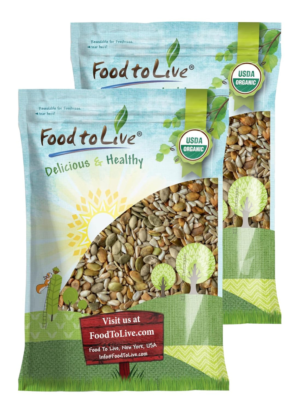 Food to Live Organic Dry Roasted Sunflower and Pumpkin Seed Mix, 16 Pounds – Oven Roasted, No Oil added, Healthy, Natural Snack, Rich in Protein, Perfect for Baking and Salads, Vegan, Kosher, Bulk