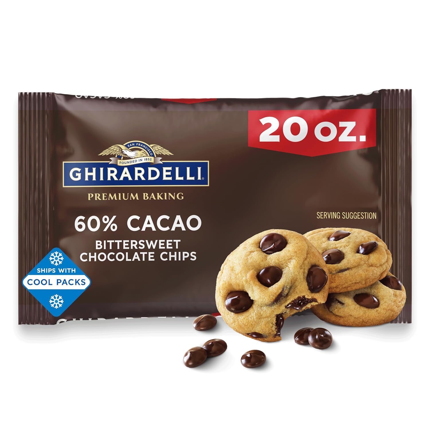 GHIRARDELLI 60% Cacao Bittersweet Chocolate Premium Baking Chips, 20 OZ Bag (10 Count)