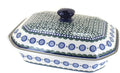Blue Rose Polish Pottery - Green Maia Large Covered Baker - 6 Cup Capacity - Unique, Dishwasher Safe, & Durable Bakeware