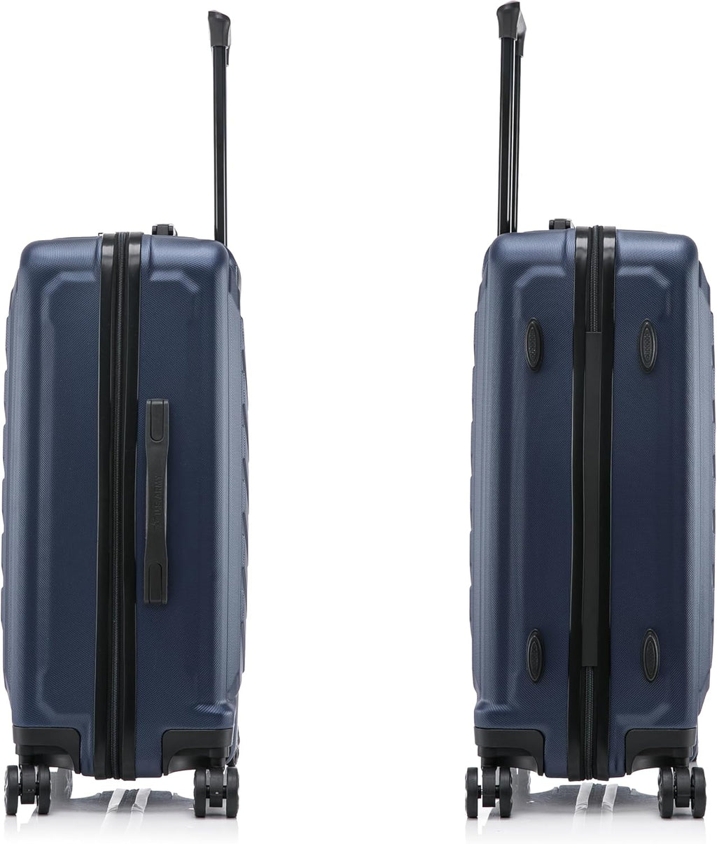 US Army Fox 24 inch Hardside Luggage with Spinner Wheels | Lightweight Medium Suitcase for Shorter Travel | Chevron Icon, Gel Handle, Side Studs, Retractable Trolley, Heavy Duty | Navy Blue