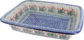 Blue Rose Polish Pottery - Orange Spring Tulip Large Rectangular Baker - 13.75' x 11.25' - Unique, Dishwasher Safe, & Durable Bakeware