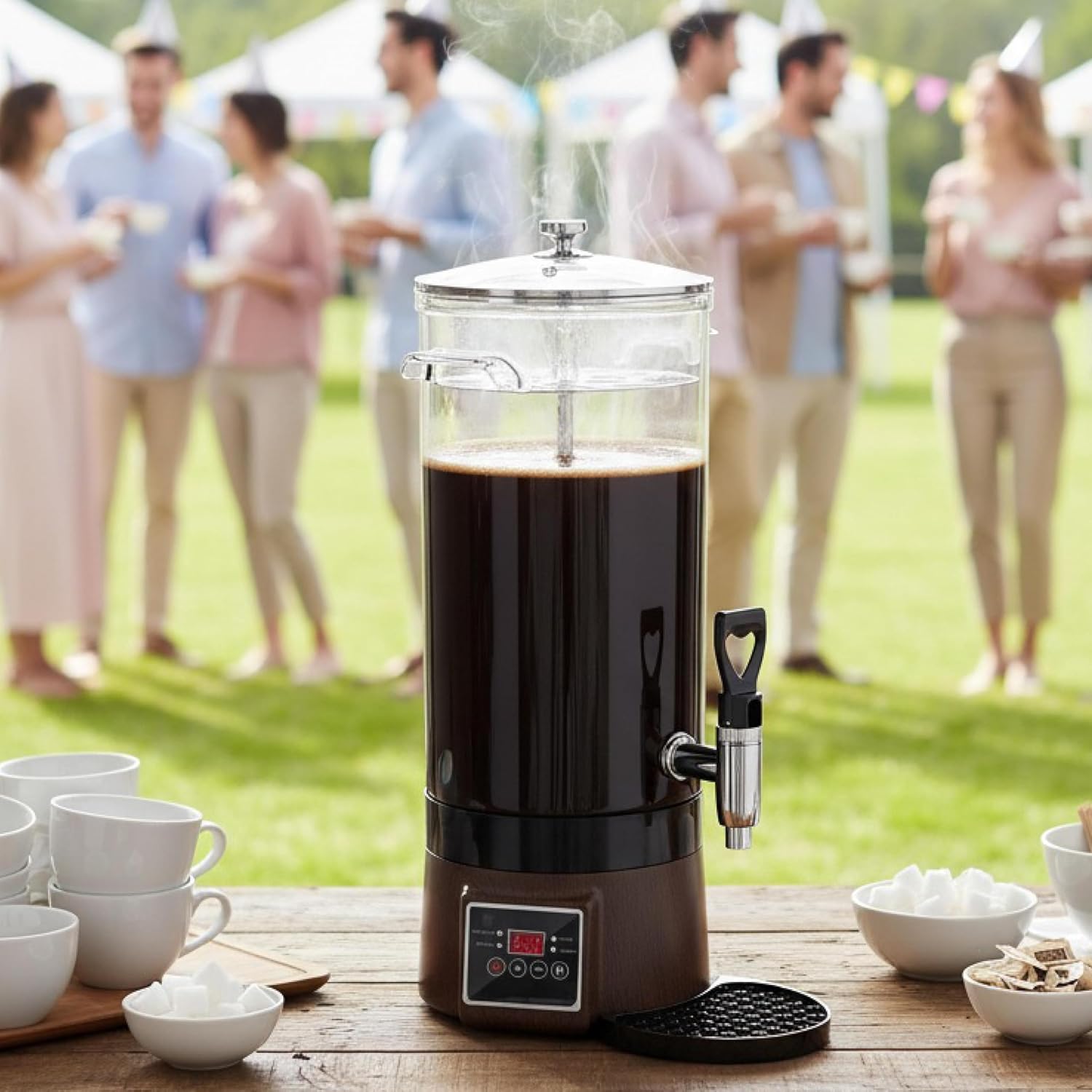 Commercial Coffee Urn Hot Beverage Dispenser Coffee Maker, Food-grade Plastic 9.5 L 60 Cups, Hot Chocolate Machine, Electric Percolator for Catering Hot Water for Hot Cocoa, Drink, Tea, Juice